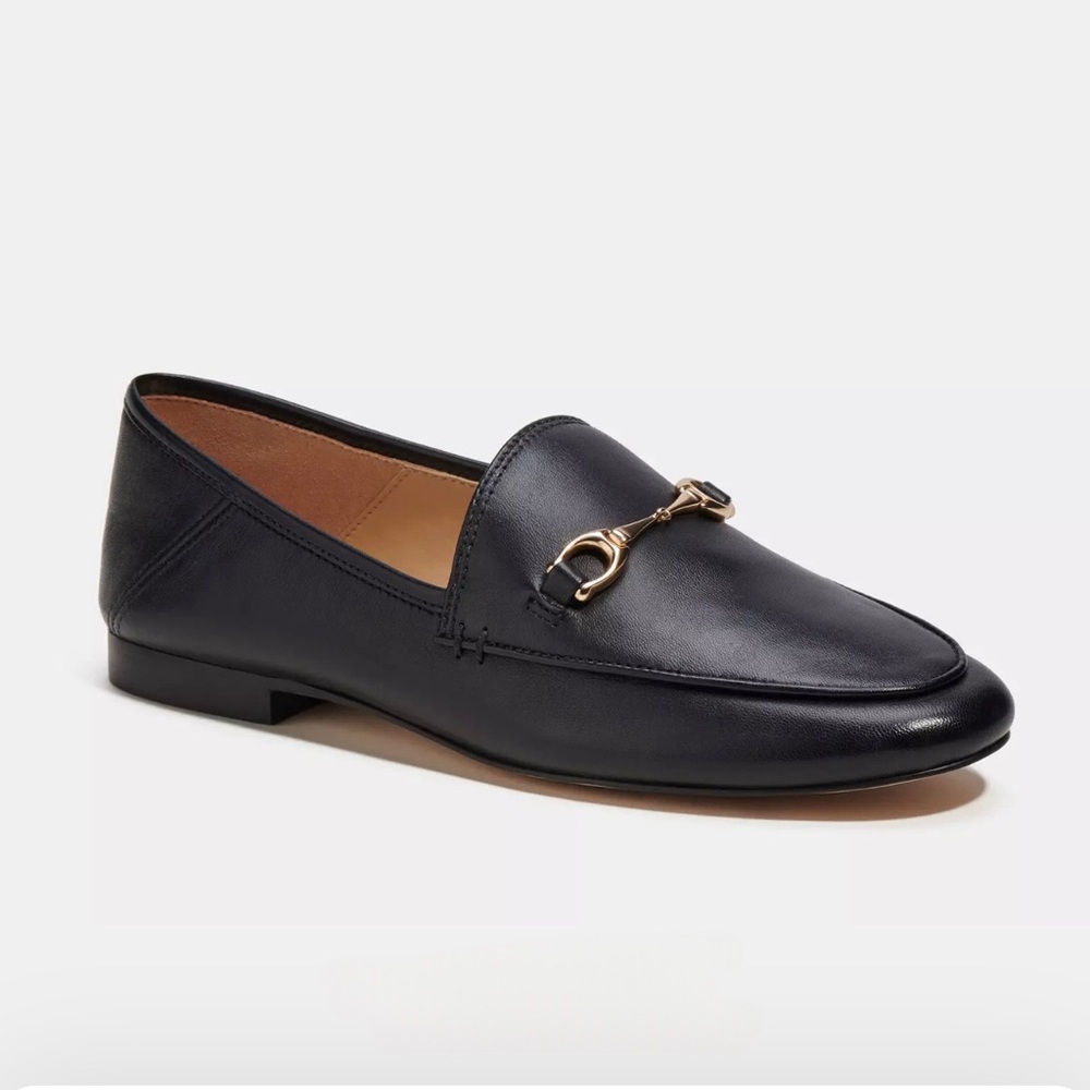 Coach Black Leather Horsebit Loafers
